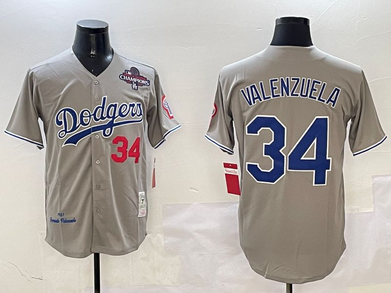Men Los Angeles Dodgers #34 Valenzuela Grey Throwback Game 2025 Nike MLB Jersey style 3133->los angeles dodgers->MLB Jersey